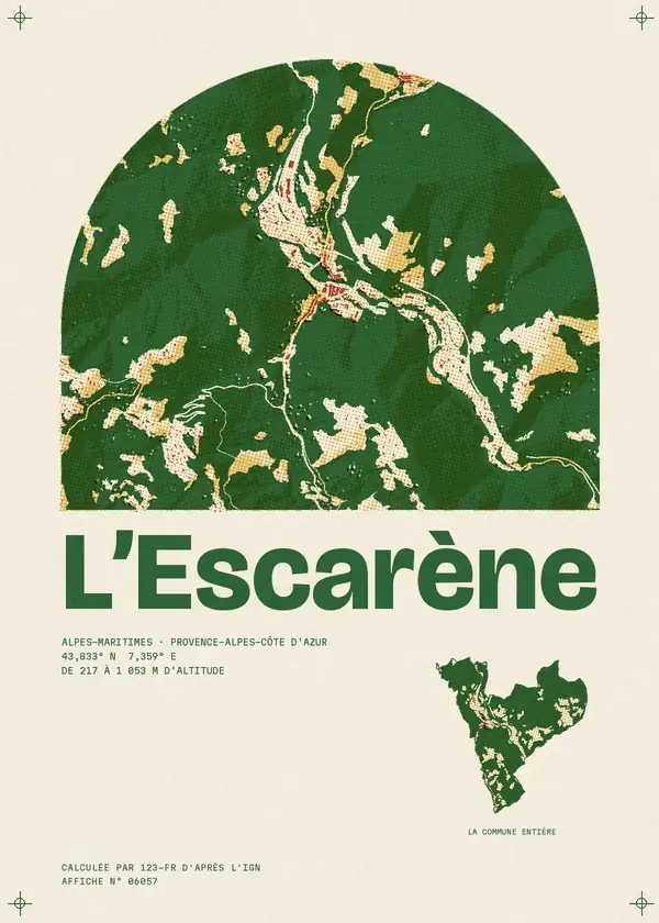 Affiche de L'Escarène, calculée par 123-fr d'après l'IGN
