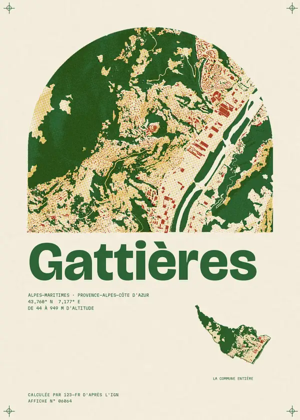 Affiche de Gattières, calculée par 123-fr d'après l'IGN