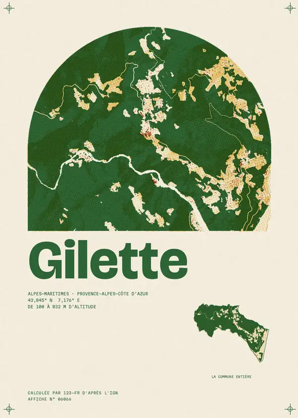 Affiche de Gilette, calculée par 123-fr d'après l'IGN