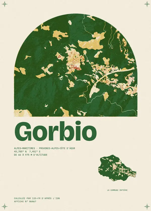Affiche de Gorbio, calculée par 123-fr d'après l'IGN