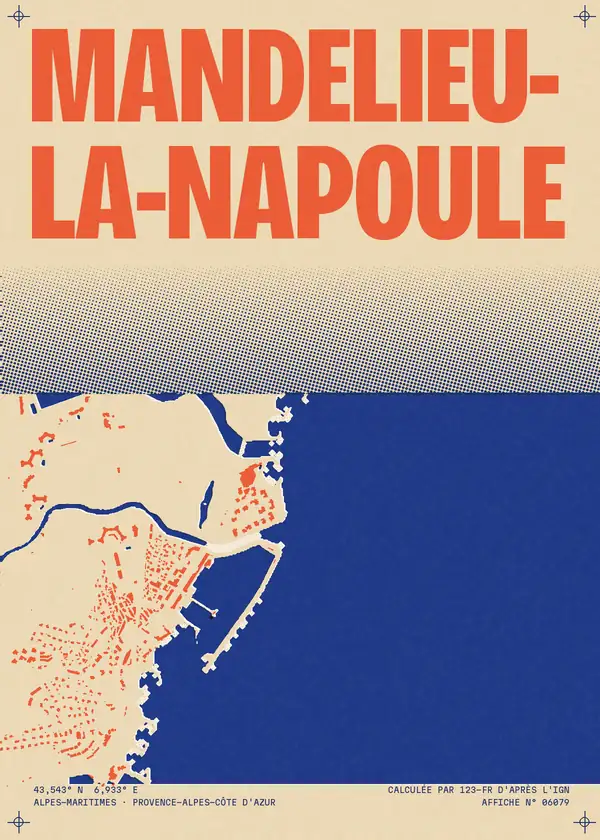 Affiche de Mandelieu-la-Napoule, calculée par 123-fr d'après l'IGN