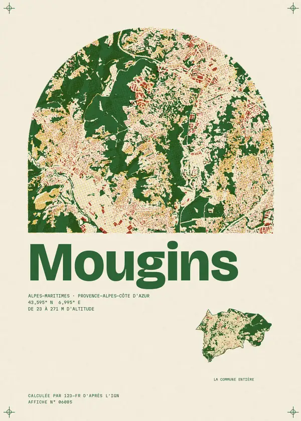 Affiche de Mougins, calculée par 123-fr d'après l'IGN