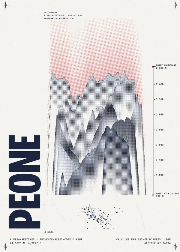 Affiche de Péone, calculée par 123-fr d'après l'IGN