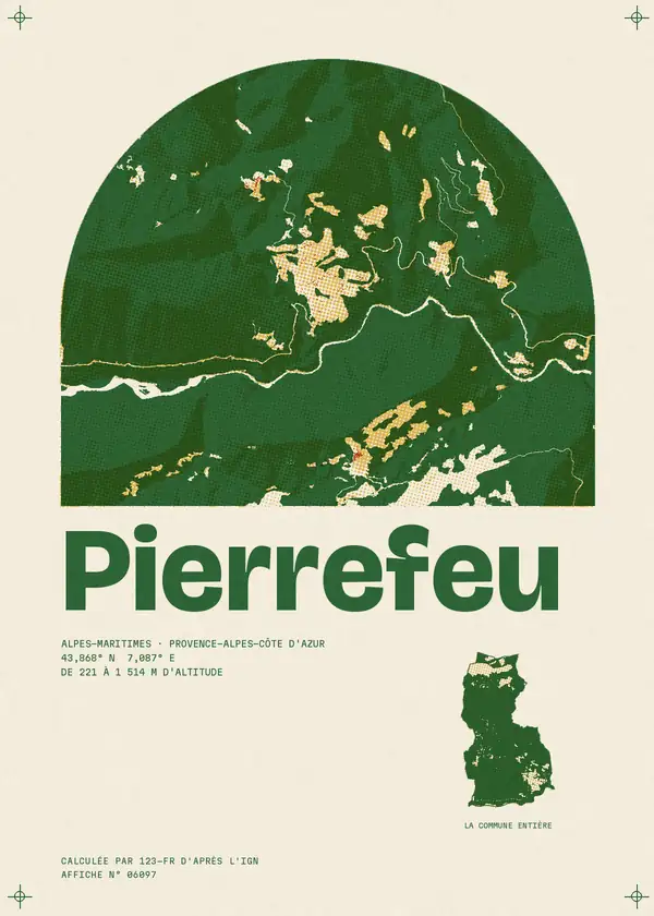 Affiche de Pierrefeu, calculée par 123-fr d'après l'IGN