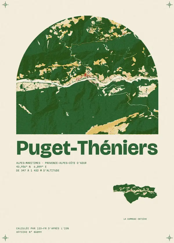 Affiche de Puget-Théniers, calculée par 123-fr d'après l'IGN