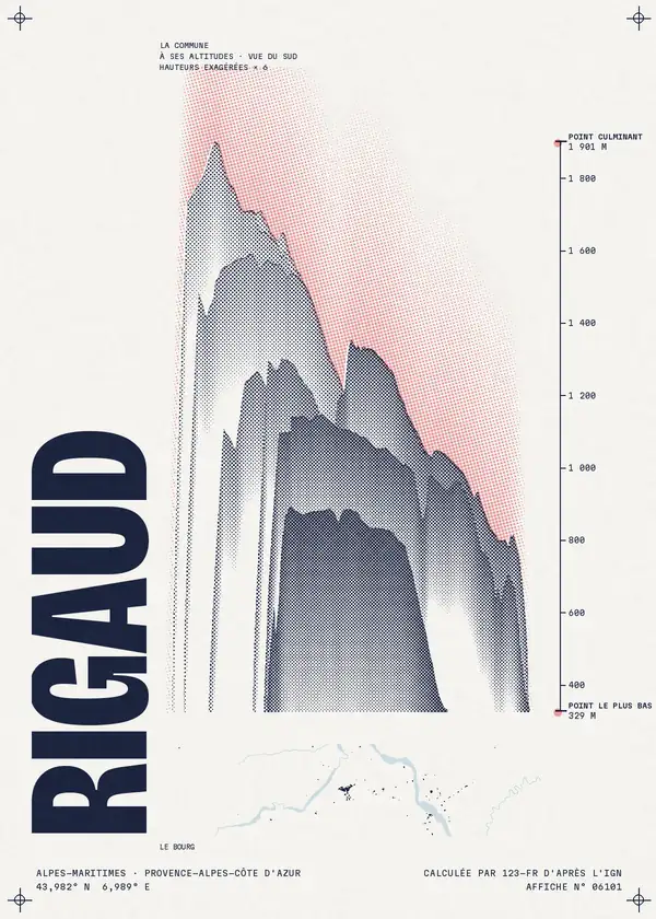 Affiche de Rigaud, calculée par 123-fr d'après l'IGN