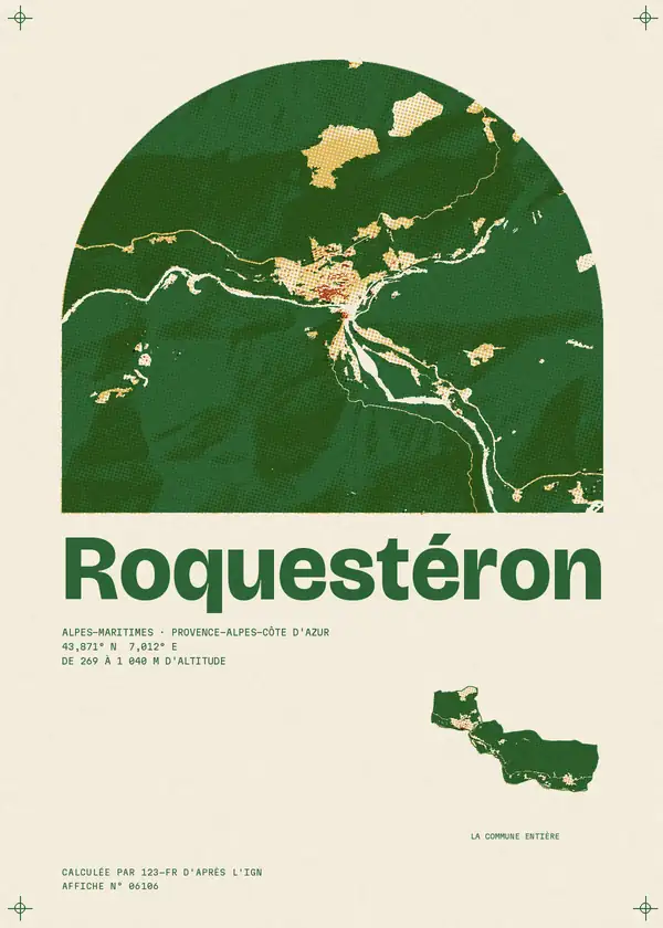 Affiche de Roquestéron, calculée par 123-fr d'après l'IGN