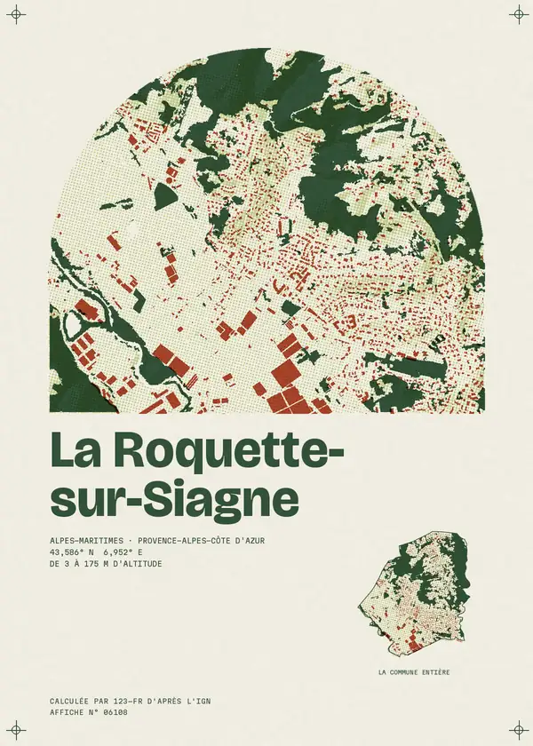 Affiche de La Roquette-sur-Siagne, calculée par 123-fr d'après l'IGN