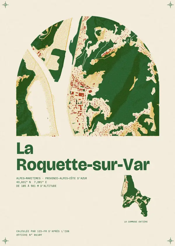Affiche de La Roquette-sur-Var, calculée par 123-fr d'après l'IGN