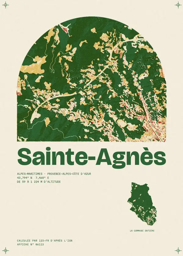Affiche de Sainte-Agnès, calculée par 123-fr d'après l'IGN