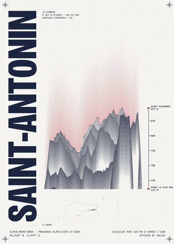Affiche de Saint-Antonin, calculée par 123-fr d'après l'IGN