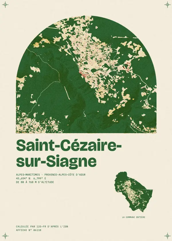 Affiche de Saint-Cézaire-sur-Siagne, calculée par 123-fr d'après l'IGN