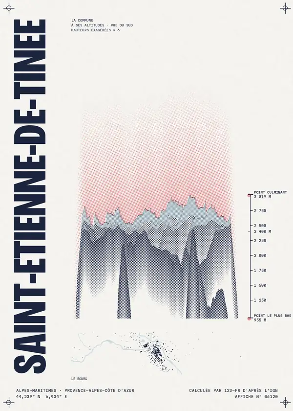 Affiche de Saint-Étienne-de-Tinée, calculée par 123-fr d'après l'IGN