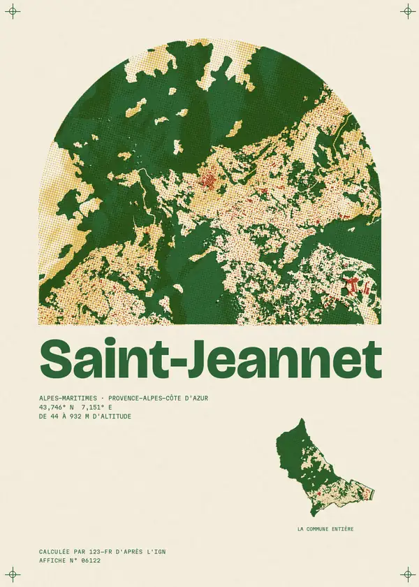 Affiche de Saint-Jeannet, calculée par 123-fr d'après l'IGN