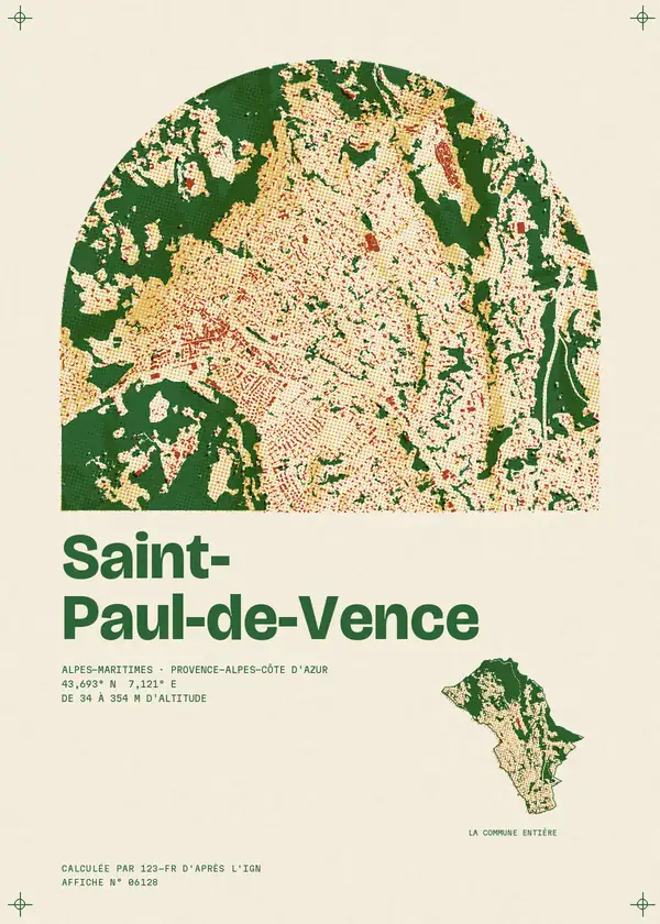 Affiche de Saint-Paul-de-Vence, calculée par 123-fr d'après l'IGN