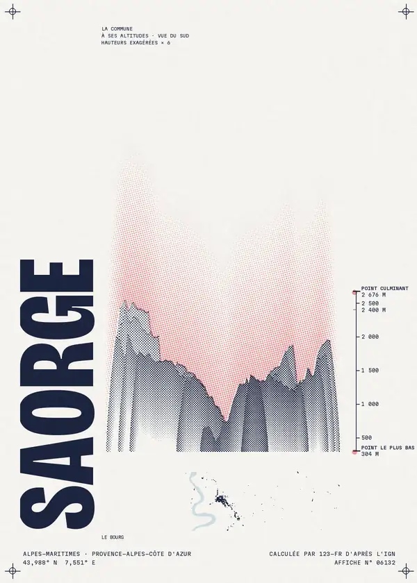 Affiche de Saorge, calculée par 123-fr d'après l'IGN