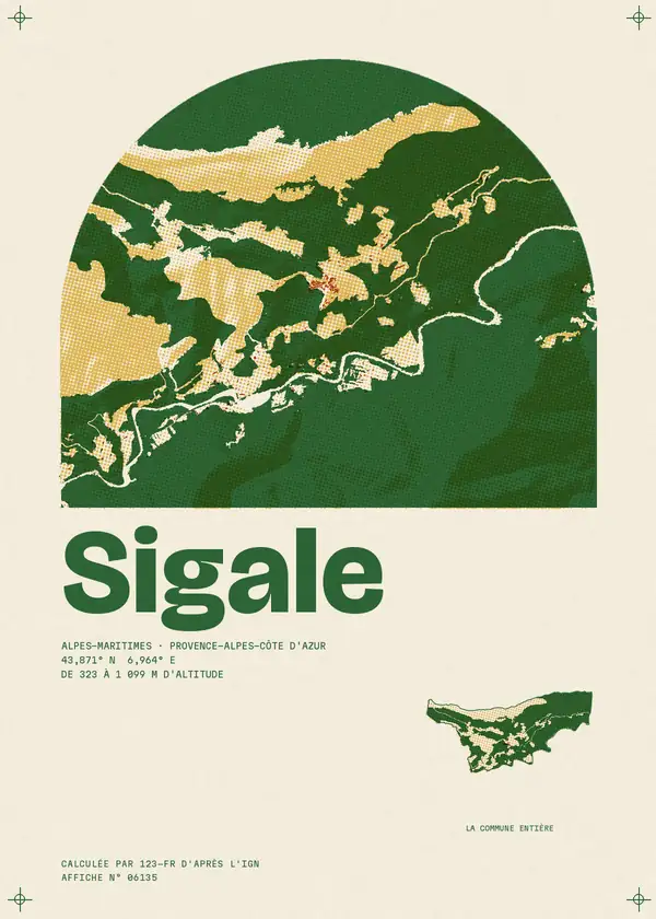Affiche de Sigale, calculée par 123-fr d'après l'IGN