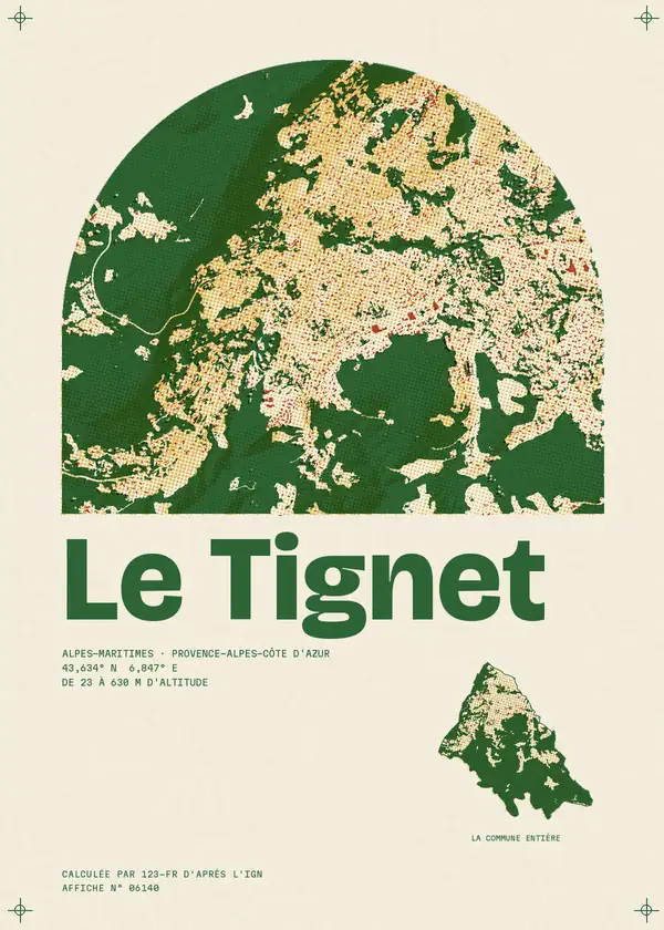 Affiche de Le Tignet, calculée par 123-fr d'après l'IGN