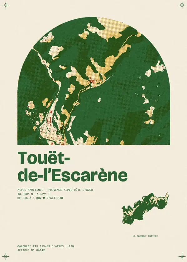 Affiche de Touët-de-l'Escarène, calculée par 123-fr d'après l'IGN