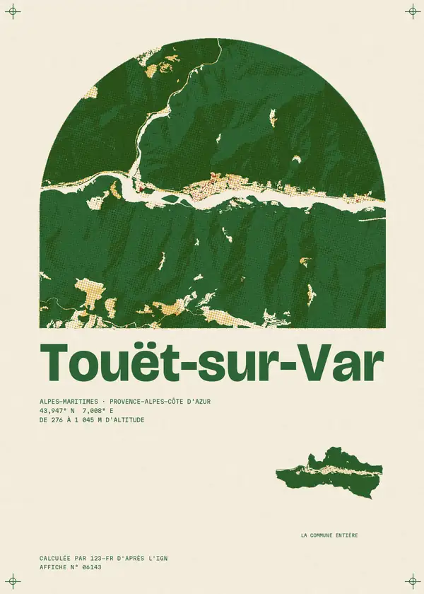 Affiche de Touët-sur-Var, calculée par 123-fr d'après l'IGN