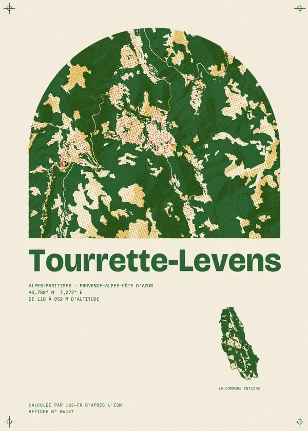 Affiche de Tourrette-Levens, calculée par 123-fr d'après l'IGN