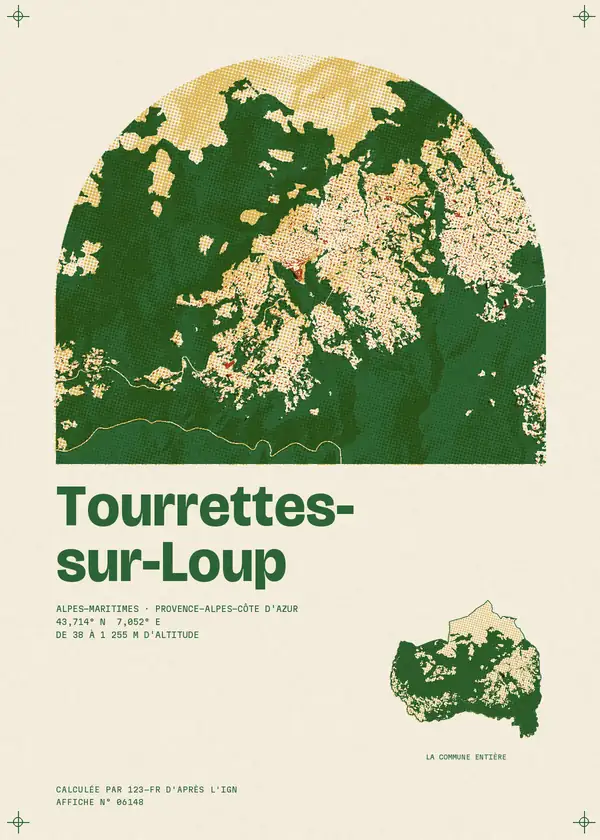 Affiche de Tourrettes-sur-Loup, calculée par 123-fr d'après l'IGN