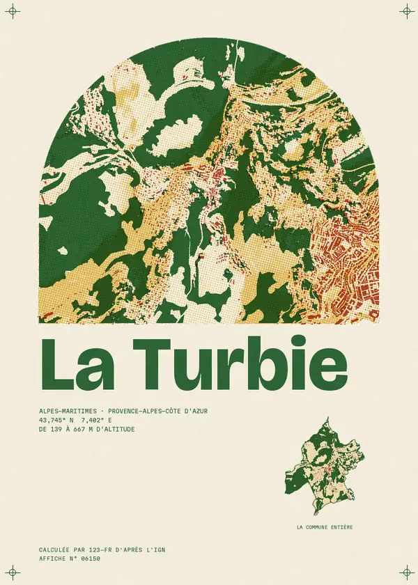 Affiche de La Turbie, calculée par 123-fr d'après l'IGN