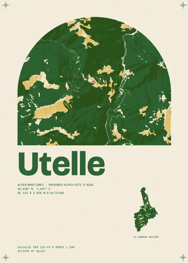 Affiche de Utelle, calculée par 123-fr d'après l'IGN