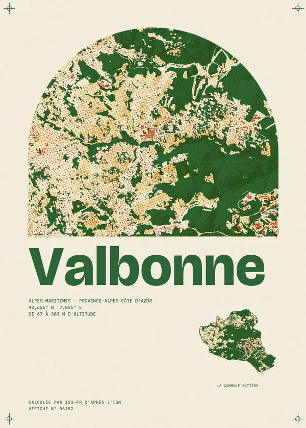 Affiche de Valbonne, calculée par 123-fr d'après l'IGN