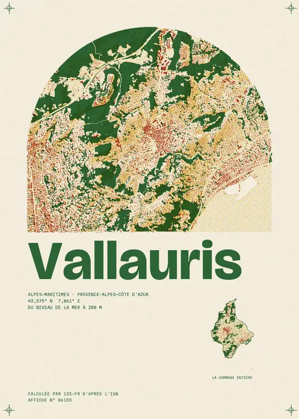 Affiche de Vallauris, calculée par 123-fr d'après l'IGN