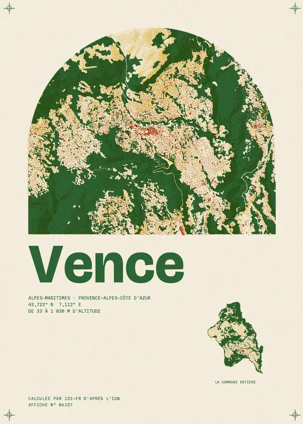 Affiche de Vence, calculée par 123-fr d'après l'IGN