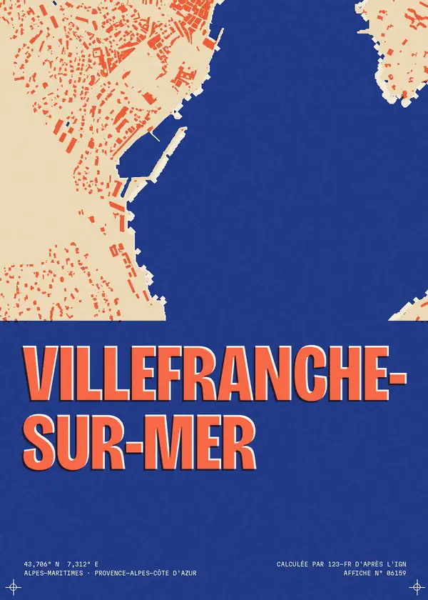 Affiche de Villefranche-sur-Mer, calculée d'après l'IGN