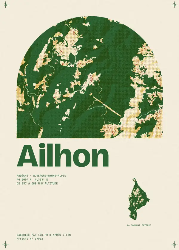Affiche de Ailhon, calculée par 123-fr d'après l'IGN