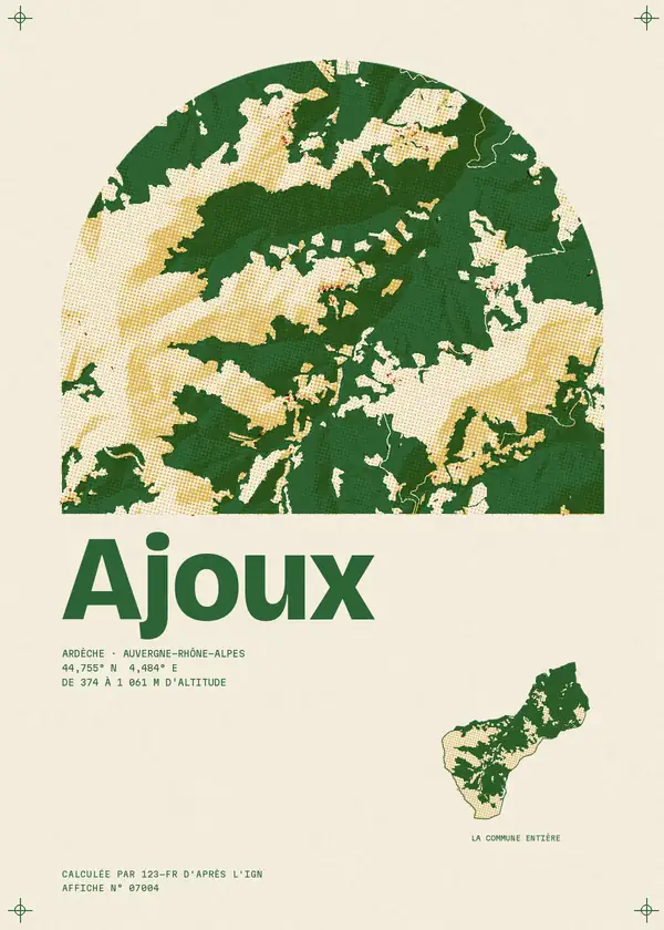 Affiche de Ajoux, calculée par 123-fr d'après l'IGN