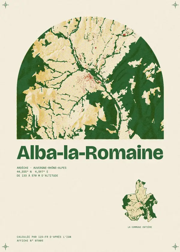 Affiche de Alba-la-Romaine, calculée par 123-fr d'après l'IGN