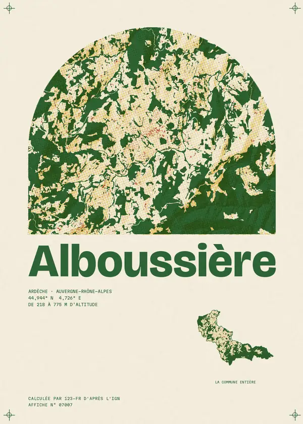 Affiche de Alboussière, calculée par 123-fr d'après l'IGN
