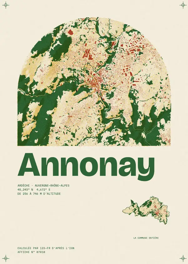 Affiche de Annonay, calculée par 123-fr d'après l'IGN