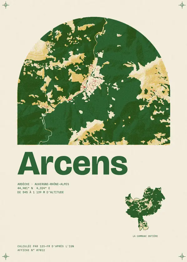 Affiche de Arcens, calculée par 123-fr d'après l'IGN
