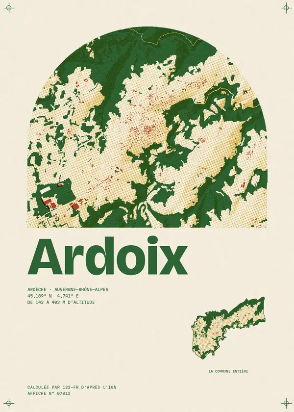 Affiche de Ardoix, calculée par 123-fr d'après l'IGN