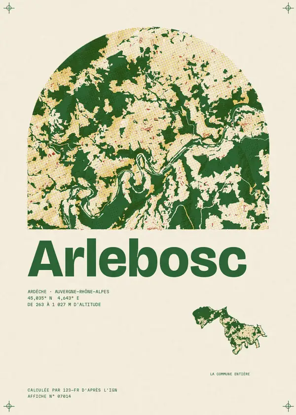 Affiche de Arlebosc, calculée par 123-fr d'après l'IGN