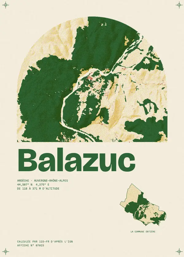 Affiche de Balazuc, calculée par 123-fr d'après l'IGN