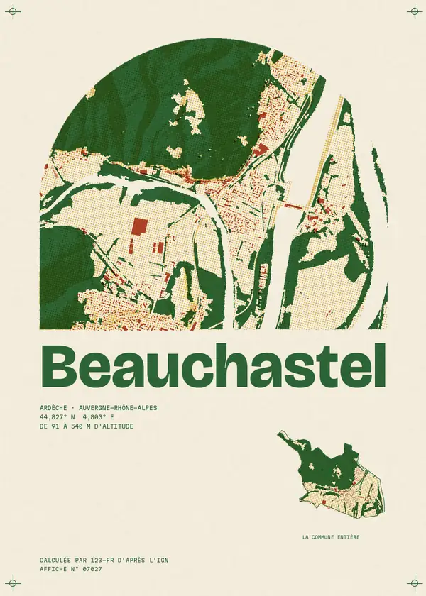 Affiche de Beauchastel, calculée par 123-fr d'après l'IGN