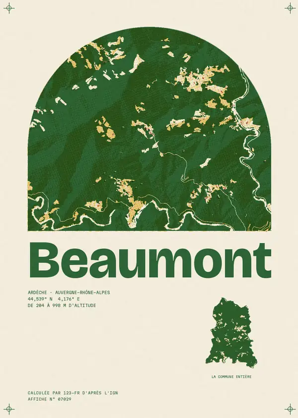 Affiche de Beaumont, calculée par 123-fr d'après l'IGN