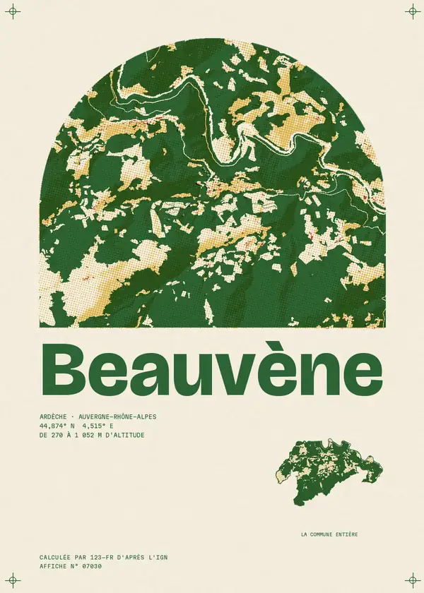 Affiche de Beauvène, calculée par 123-fr d'après l'IGN