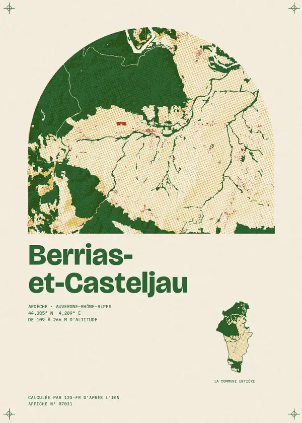 Affiche de Berrias-et-Casteljau, calculée par 123-fr d'après l'IGN