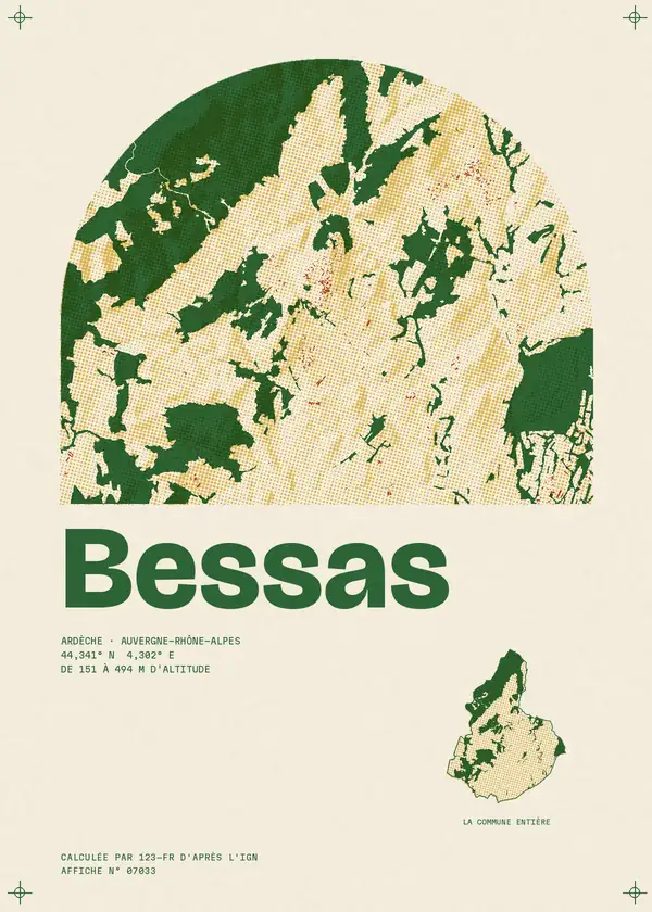 Affiche de Bessas, calculée par 123-fr d'après l'IGN