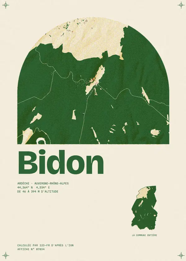 Affiche de Bidon, calculée par 123-fr d'après l'IGN