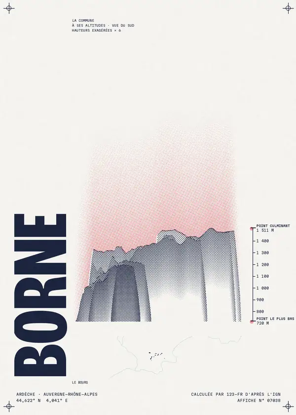 Affiche de Borne, calculée par 123-fr d'après l'IGN