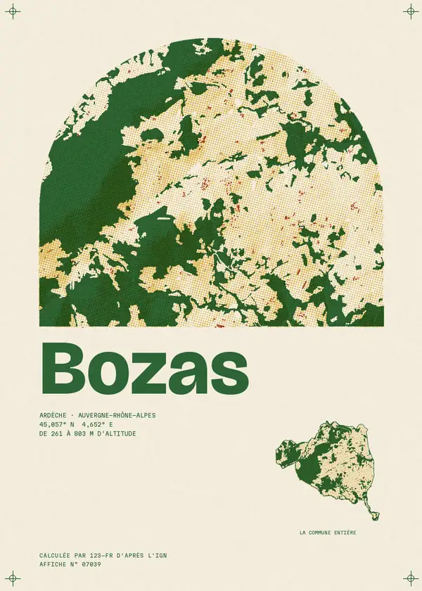 Affiche de Bozas, calculée par 123-fr d'après l'IGN
