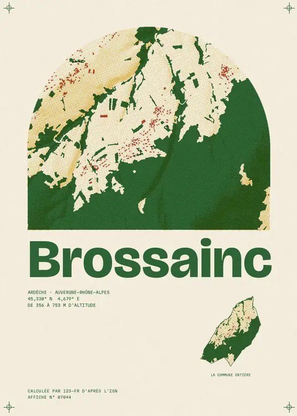 Affiche de Brossainc, calculée par 123-fr d'après l'IGN
